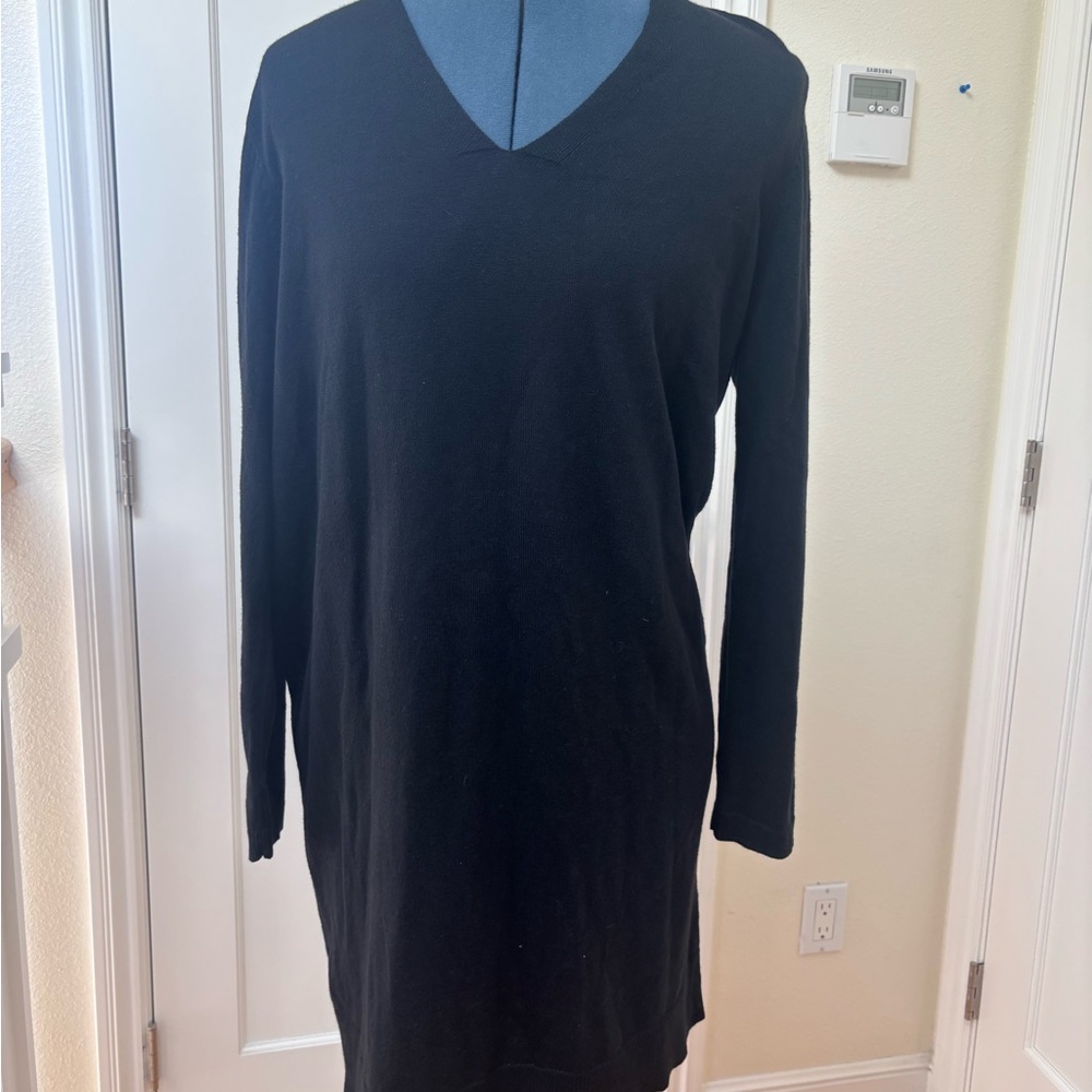 NWT Joe Fresh Black v neck sweater dress size M Classic Capsule Wardrobe